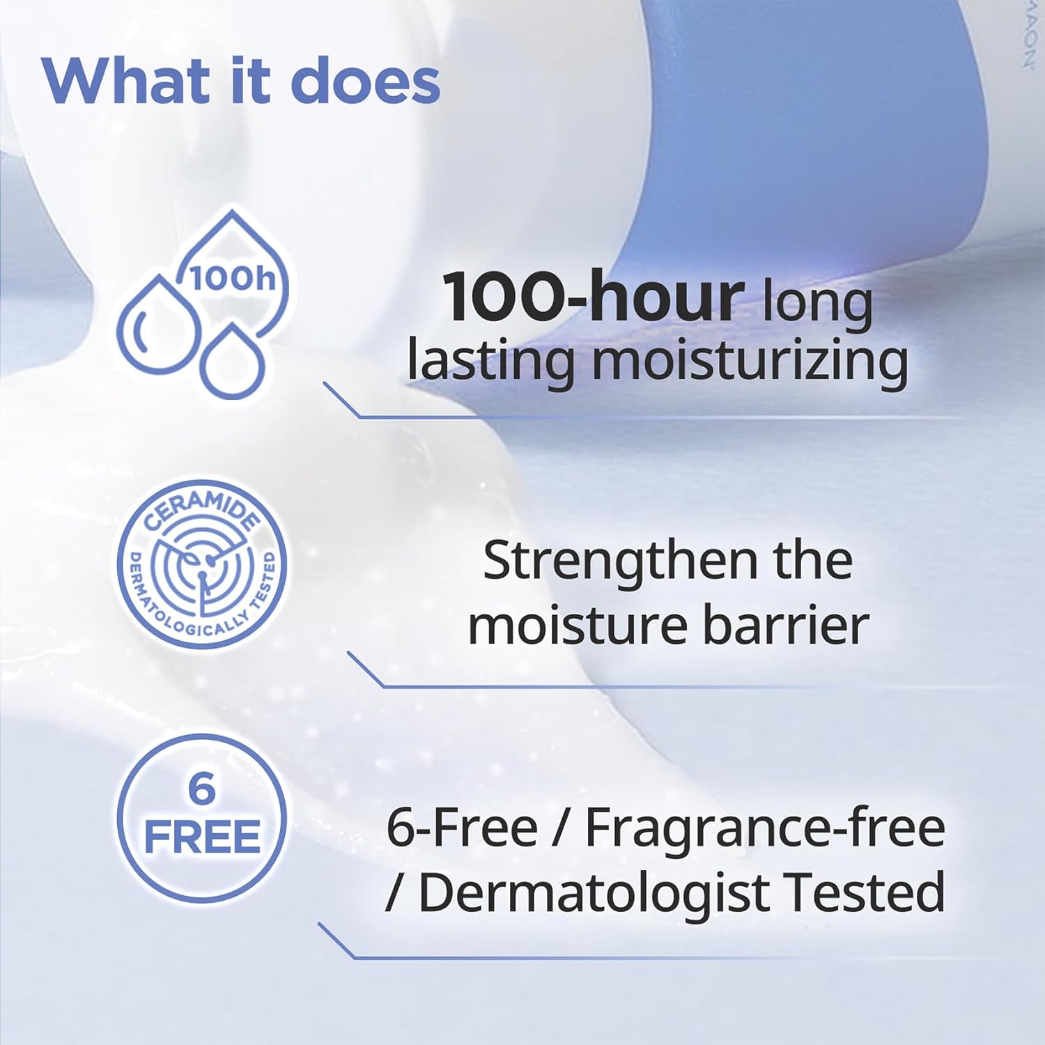 AESTURA Atobarrier 365 Cream text about 100-hour moisturizing, ceramide strengthening, and being fragrance-free.