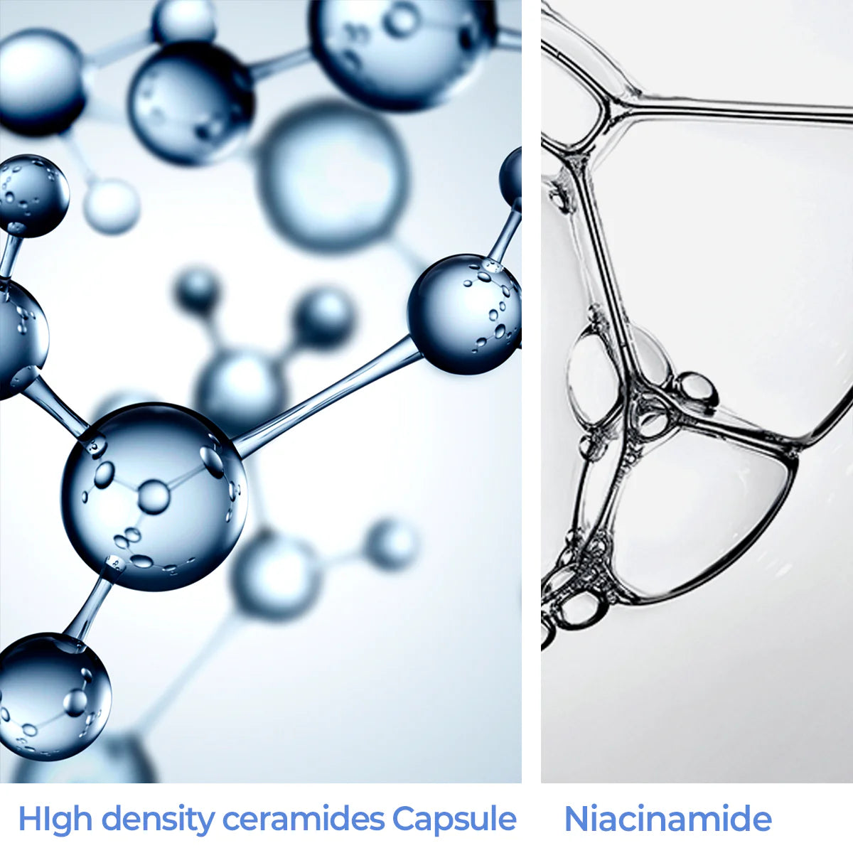 AESTURA Atobarrier 365 Lotion Molecular structures labeled 'High density ceramides Capsule' and 'Niacinamide' on a light gray background.