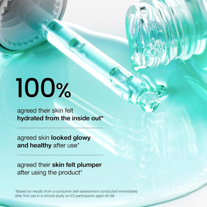Anua PDRN + Hyaluronic Acid Capsule 100 Serum with text indicating 100% of users feedback on hydration and skin health