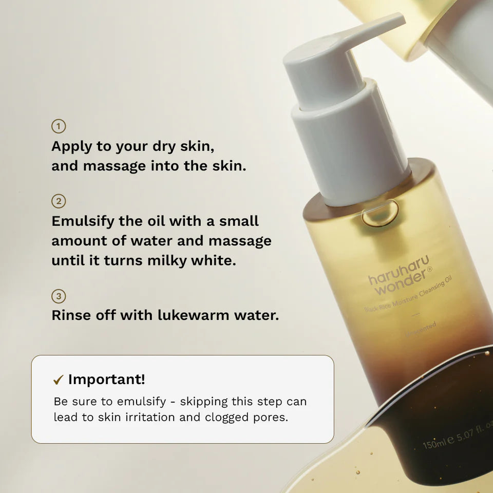 Haruharu Wonder Black Rice Moisture Cleansing Oil (Unscented) 150ml