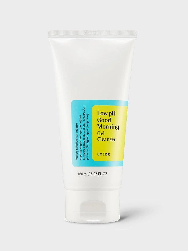 CosRX Low pH Good Morning Gel Cleanser tube on a white background