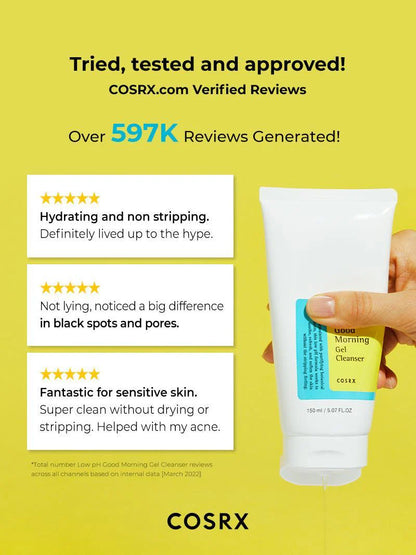 COSRX Low pH Good Morning Gel Cleanser 597k customer reviews - tried tested and approved