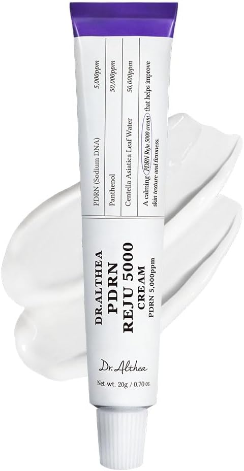 Dr. Althea PDRN Reju 5000 Cream tube with sample of product on white background
