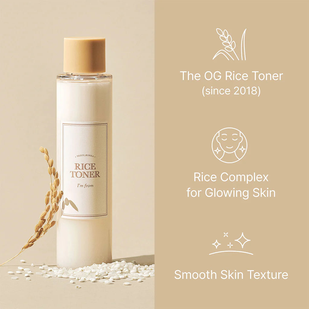 I'm from Rice Toner bottle with rice complex benefits for glowing skin and smooth skin texture. Also high lighting that  I'm from Rice Toner is the original rice toner on the market in 2018