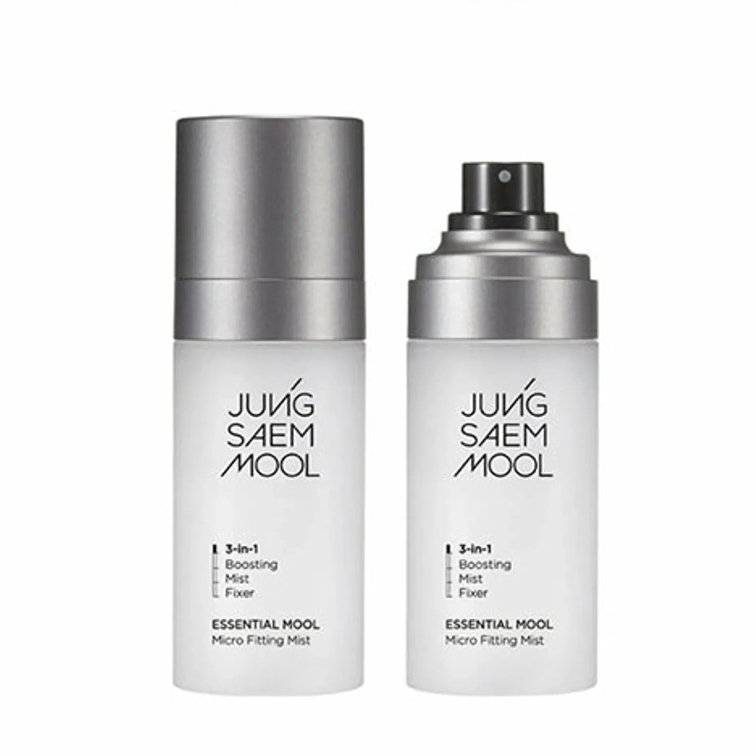 Two JJUNGSAEMMOOL Essential Mool Micro Fitting Mist bottles on a white background