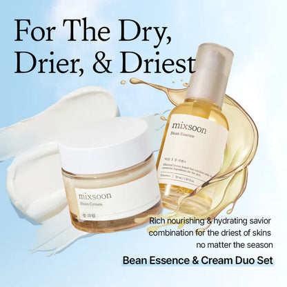 mixsoon Bean Essence & Cream Duo Set highlighting it is a great combination for very dry skin
