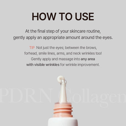 Skincare product with text on how to use it on a gray background