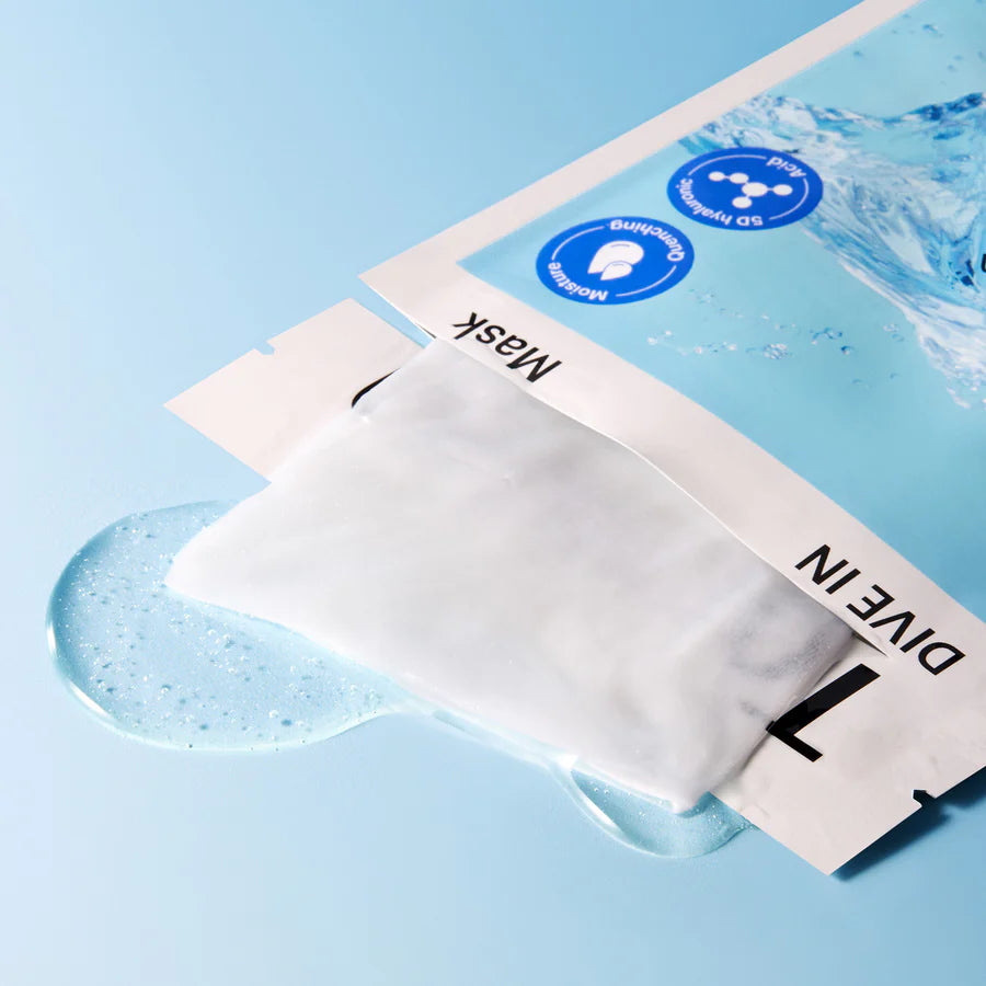 Torriden Dive In Low Molecular Hyaluronic Acid Mask open package to show what the mask looks like and how much serum is inside